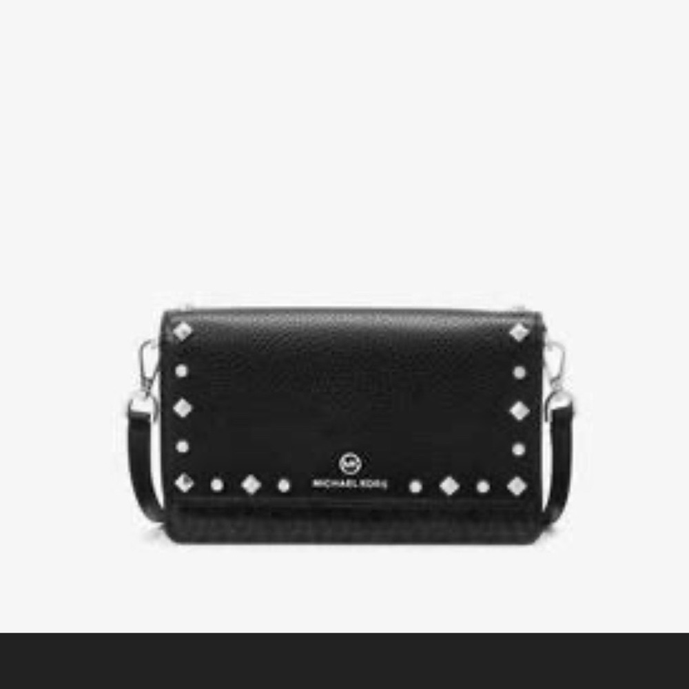 Michael Kors Jet Set Small Studded Faux Leather Logo Smartphone Crossbody Bag - Picture 1 of 2